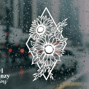 Sunflower diamond vinyl car decal | sunflower sticker | laptop sticker | water bottle sticker | vinyl decal