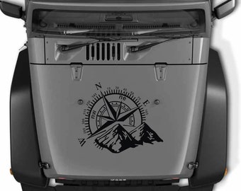 Compass Mountain Car Decal | Adventure Awaits Vinyl Sticker