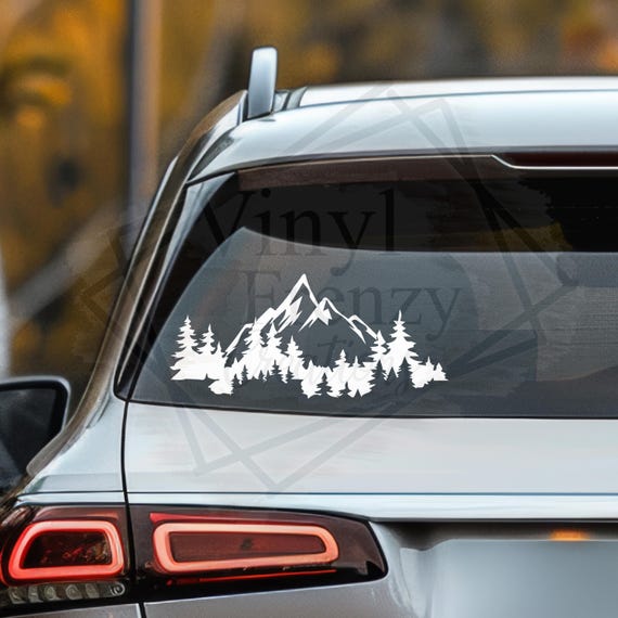 Geometric Mountain Trees Sticker | Outdoor Permanent Vinyl Decal
