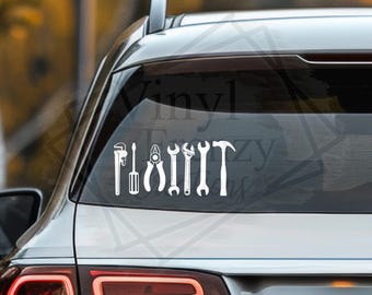 mechanic tools hammer wrench screwdriver skull funny mechanic vehicle vinyl car decal | vehicle sticker | decal | weather proof BESTSELLER