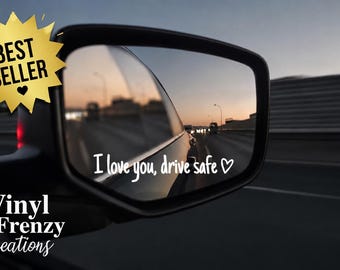 Adesivo de vinil "Eu te amo, dirija com segurança" para espelho retrovisor ou espelho lateral. Adesivo "Importante" do TikTok.