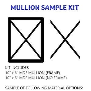 May include: A sample kit for mullions, including two different styles: one with a frame and one without. The kit also includes samples of different materials, including stain grade plywood, black, white, and silver ACM.