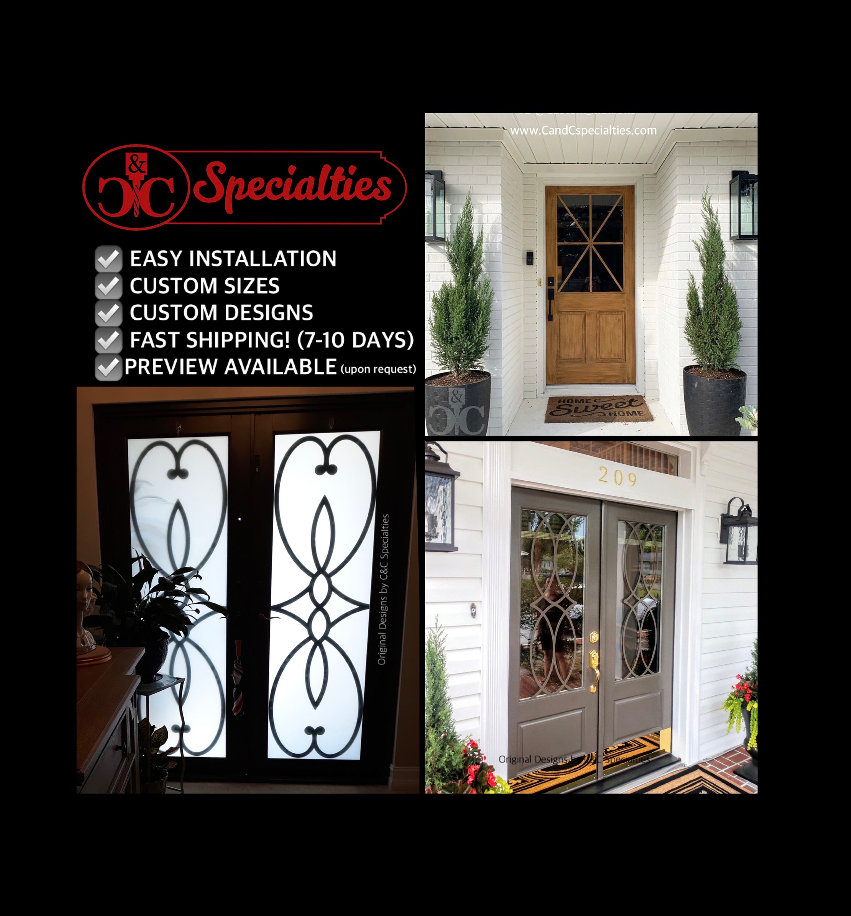 OVERSIZED MULLION INSERTS Up to 26"w X 65"h -Kitchen Cabinet Doors -Glass or Flat Panel - Drop in for Tall Doors, Curio, Entrance Doors +