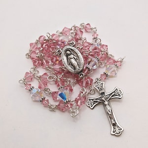Sterling silver heirloom rosary with Swarovski crystals