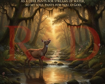 Psalm 42:1 Deer Scripture Art – Inspirational Digital Download