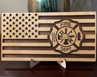 Firefighter Flag SVG - Laser Cut File, First Responder Gift (Digital File)
