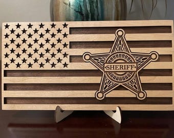 Sheriff Flag Digital File - SVG - For Laser Cutters and Engravers - CnC Machines - First Responders - Personalized Gifts