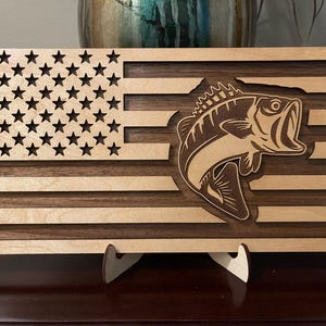 Fish American Flag - Bass Flag Digital File - SVG - JPG - PNG - For Laser Cutters