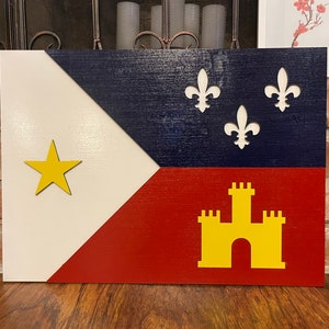 Wooden Flag - Flag of Acadiana-  Louisiana Acadian Flag - Multiple Sizes