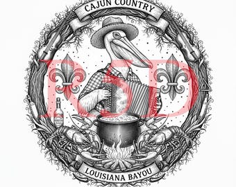 Cajun Pelican Cookout SVG, Louisiana Bayou Design (Digital Download)