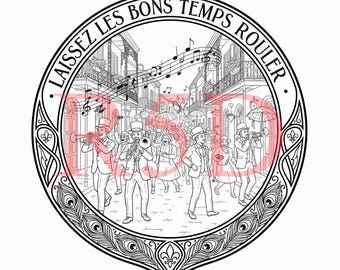 New Orleans Second Line Digital Design, Mardi Gras (svg, png, pdf, jpg)