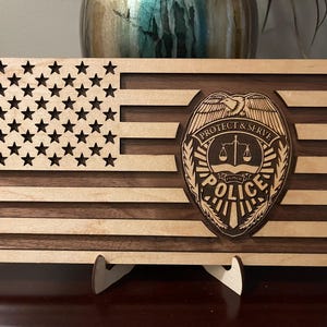 File digitale bandiera della polizia - SVG - JPG - PNG - Per tagliatori e incisori laser - Macchine CNC - Soccorritori - Regali personalizzati