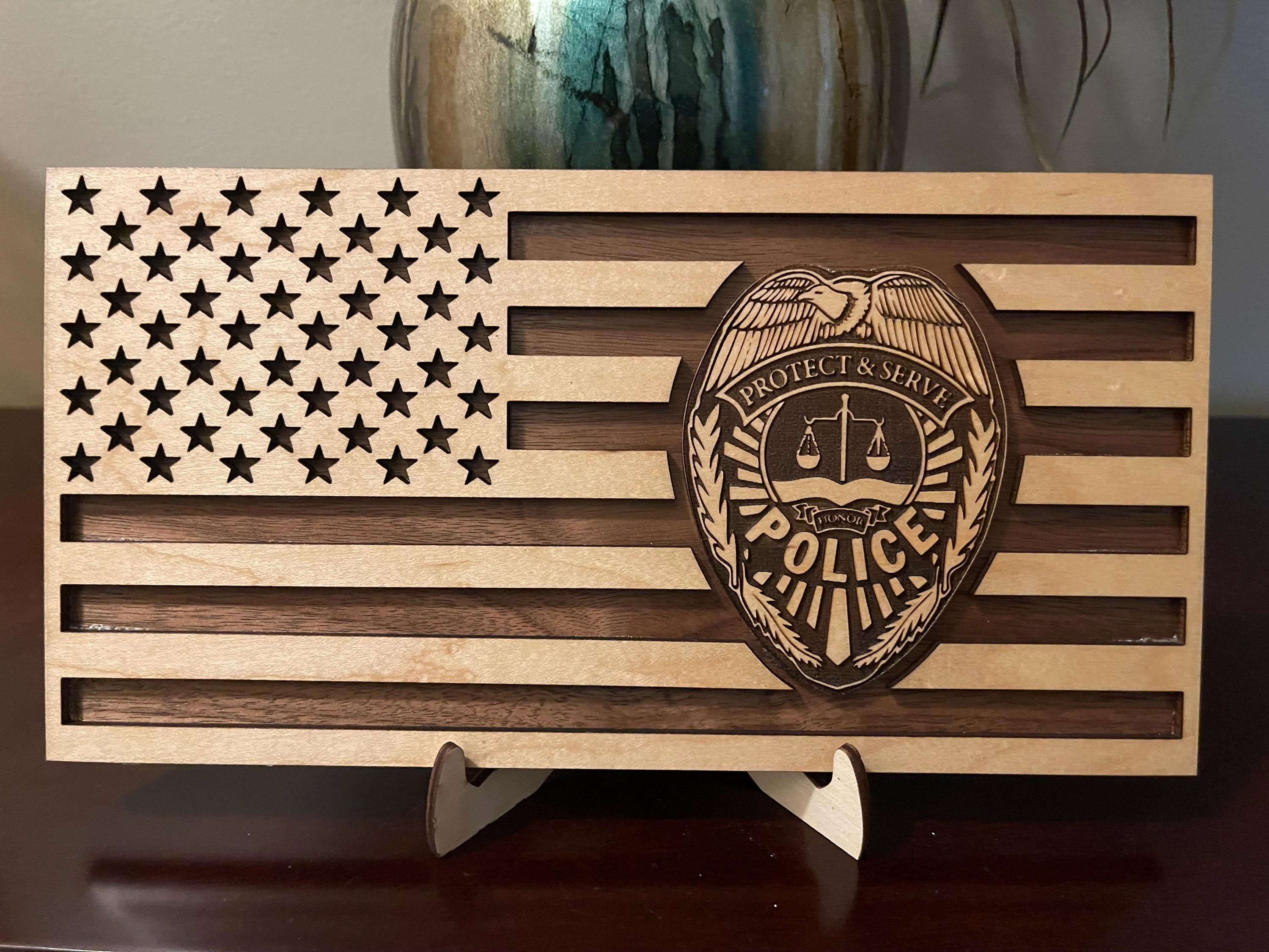 Police Flag Digital File - SVG - JPG - PNG - For Laser Cutters and Engravers - CnC Machines - First Responders - Personalized Gifts