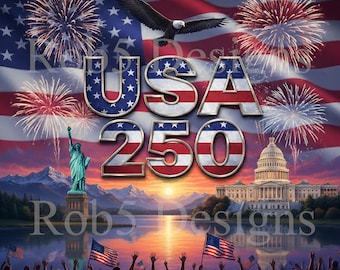 USA 250th Birthday Design – Patriotic Digital File (png, jpg, pdf)