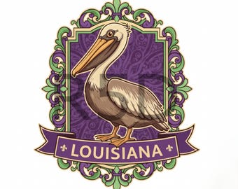 Louisiana Pelican - Fleur De Lis Mardi Gras PNG - Digital Download – Louisiana Bayou - PNG - Mother's Day - Christmas - Anniversary Gift