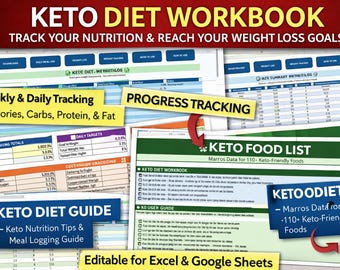 Ultimate Keto Diet Tracker | Excel Spreadsheet | Meal Log, Weight Loss & Nutrition Dashboard