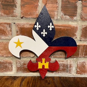 Fleur-de-Lis Flag of Acadiana - Louisiana Flag - Acadian Flag - Wall Decor - Door Hanger