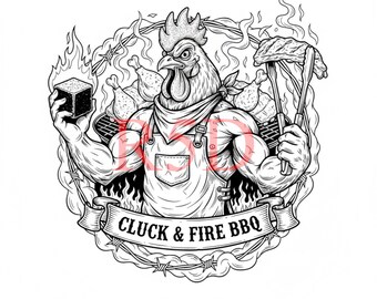 Cluck & Fire BBQ Digital svg, PNG, JPG Download Files