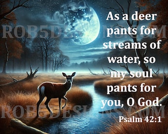 Psalm 42:1 Deer Scripture Art – Inspirational Digital Download
