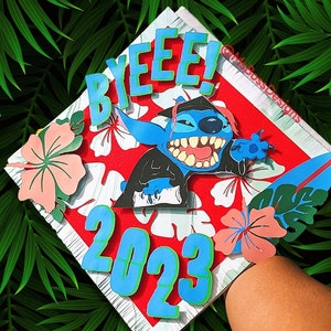 Graduation Cap Topper- Lilo & Stitch Ohana - College, University, Graduate, High School, Middle School Celebration Custom