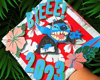 Graduation Cap Topper- Lilo & Stitch Ohana - College, University, Graduate, High School, Middle School Celebration Custom