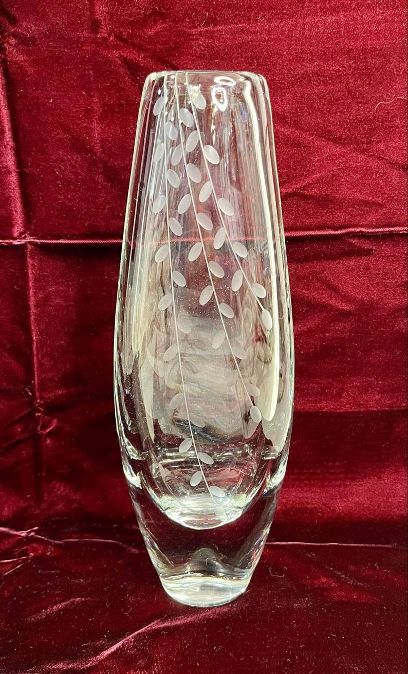 Vintage Kosta Boda Etched Vase, Heavy Art Glass Vase Etsy