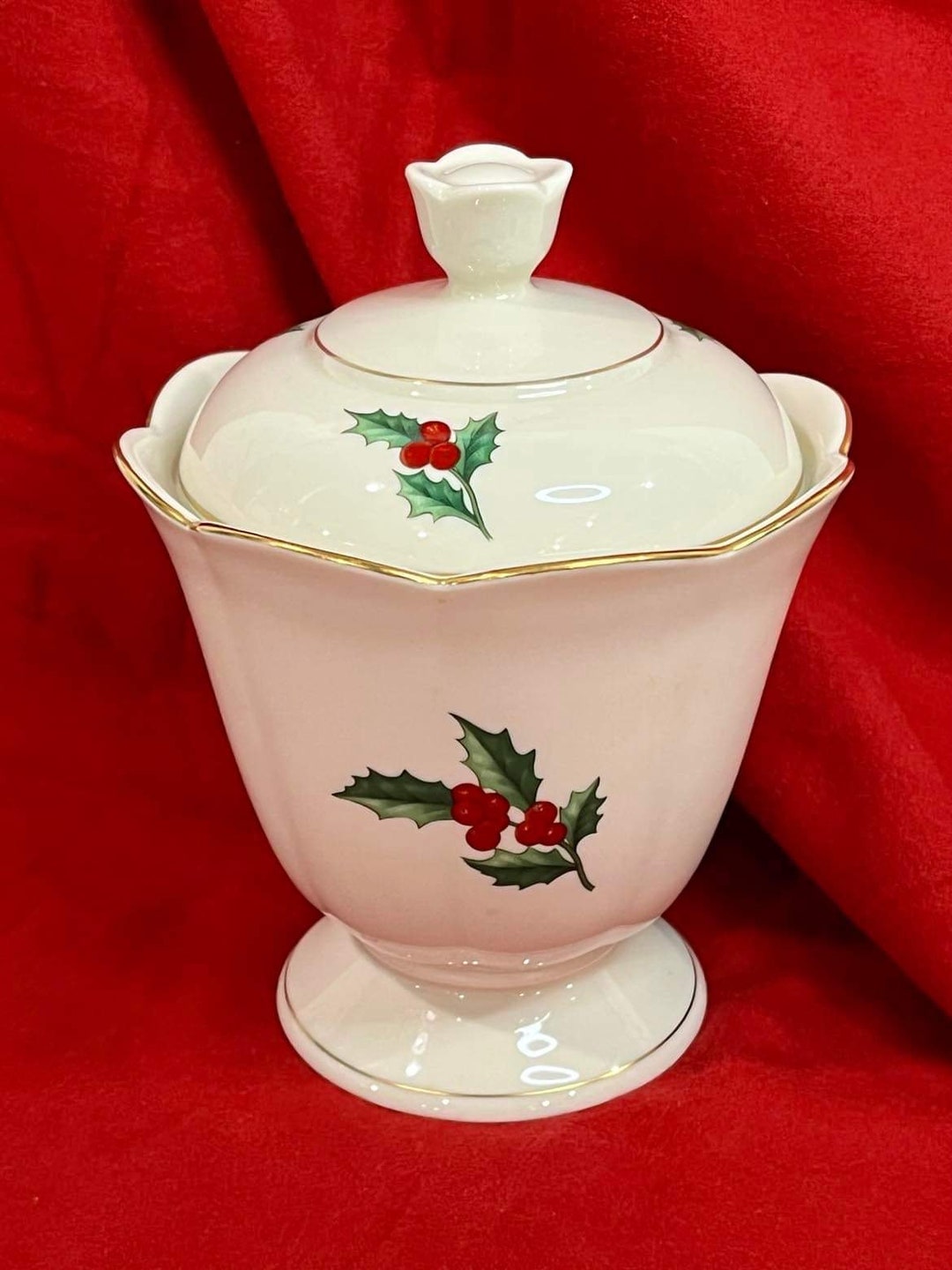 Vintage Pickard China Candy Dish Christmas Holly and Berries Etsy