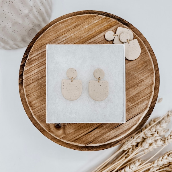 Neutral dangle | Clay Dangle Earrings | Handmade | Hypoallergenic | Lightweight | Statement Earrings | boho earrings | simple | tiny earring