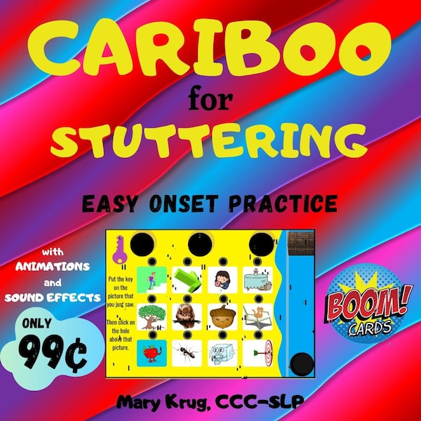 CARIBOO for STUTTERING- BOOM Cards! (Easy Onset Practice)