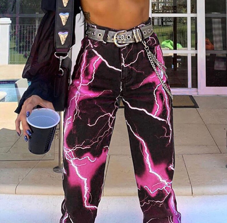 Y2K Lightning Pants | Etsy