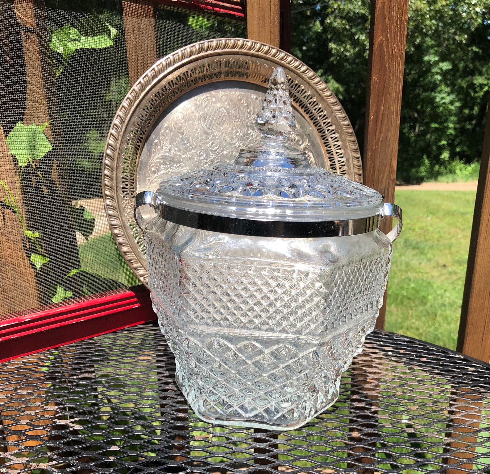 Anchor Hocking Heavy Pressed Glass Wexford Ice Bucket with Etsy