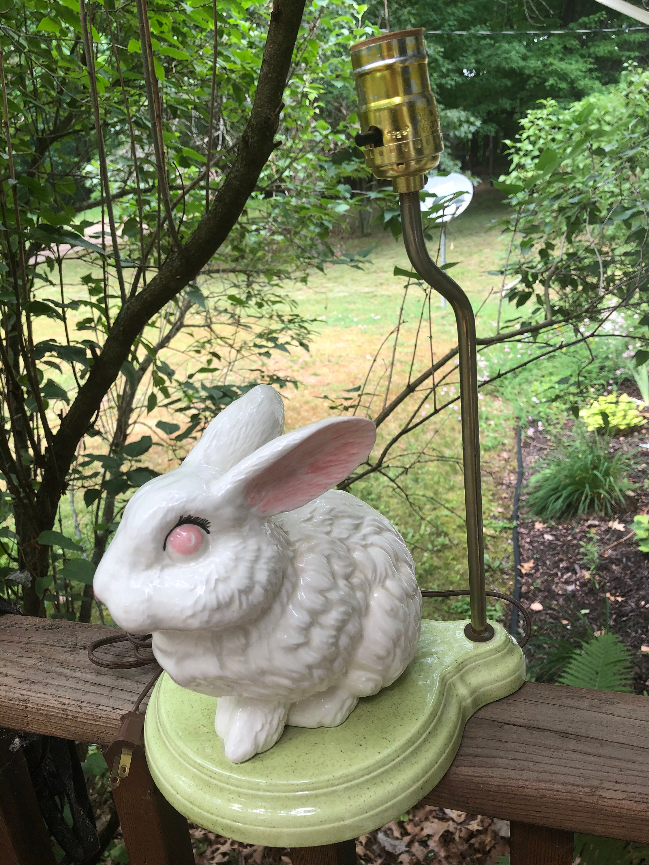 Adorable Vintage Bunny Rabbit Hand Painted Ceramic Lamp Etsy