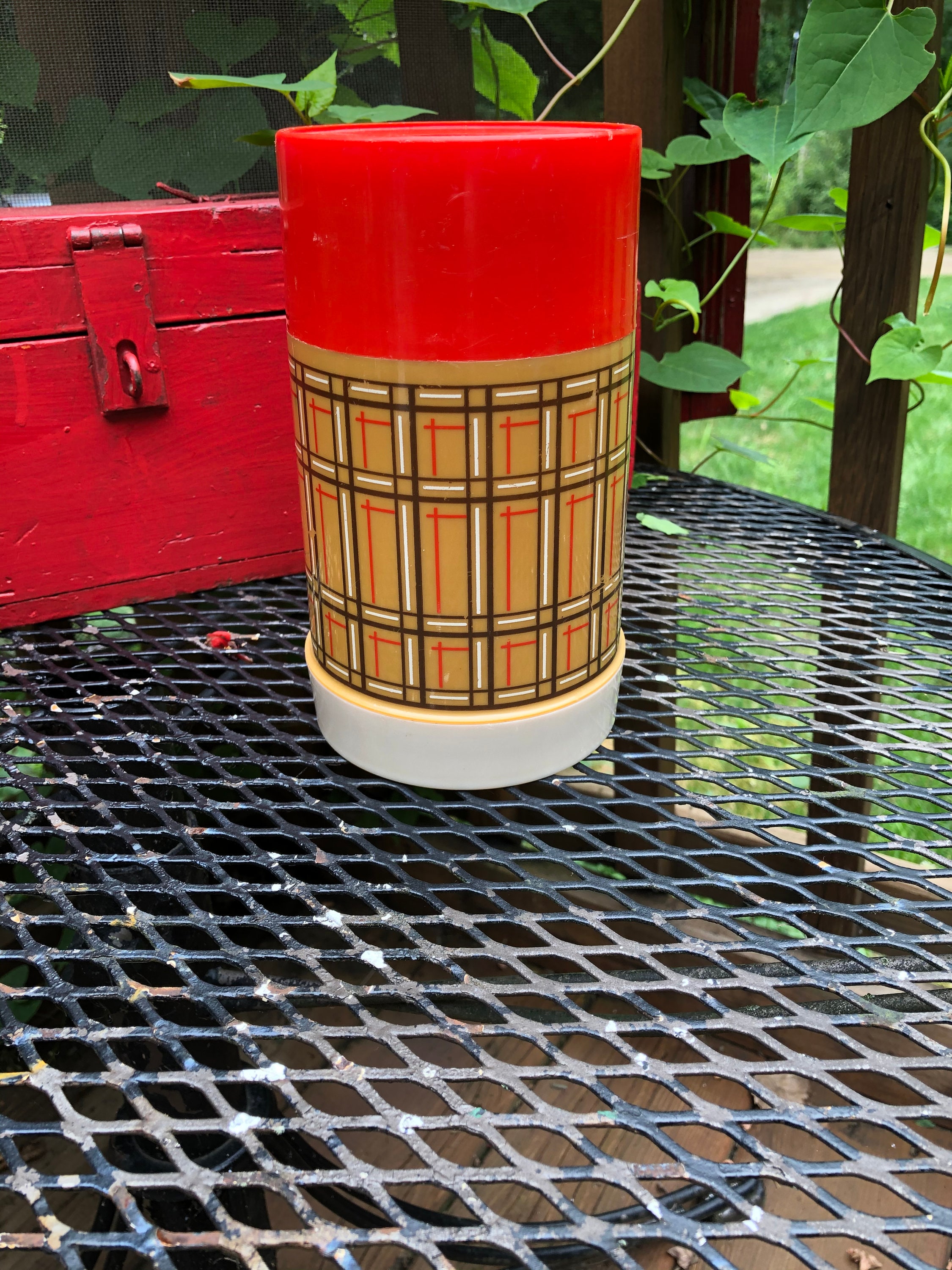 Vintage Aladdin Plaid Thermos Bottle Etsy