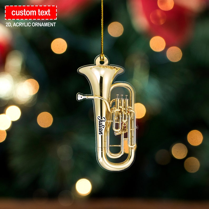 Custom Euphonium Christmas Ornament, Euphonium 2D Flat Ornament