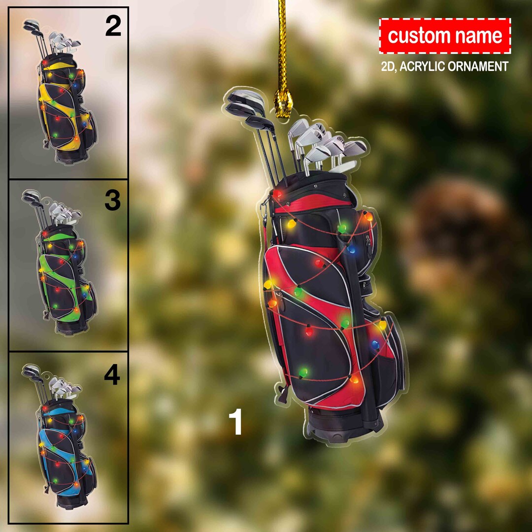 Golf Bag Christmas Ornament, Custom Golf Ornament, 2D Acrylic Ornament