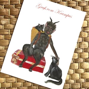 Sets of Krampus with cats Blank Card packs