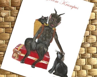 Sets of Krampus with cats Blank Card packs