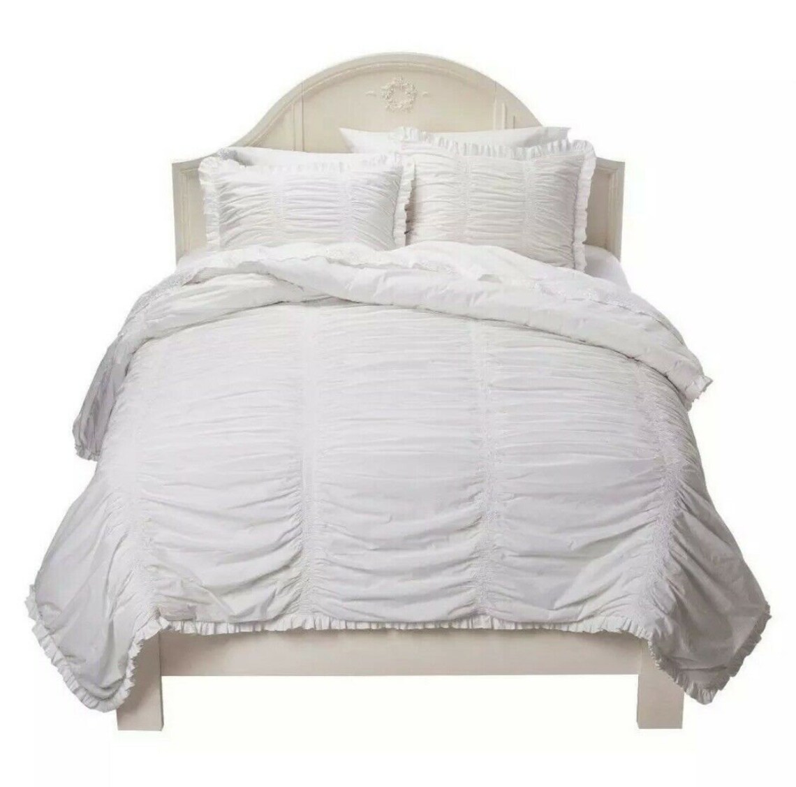 Brand New Simply Shabby Chic White Rouched Twin 2pc Comforter Set ...