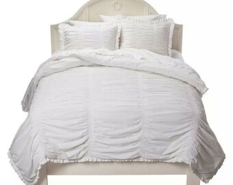 Brand New Simply Shabby Chic white Rouched Twin 2pc Comforter Set Rachel Ashwell