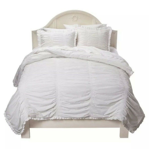 Brand New Simply Shabby Chic white Rouched Twin 2pc Comforter Set Rachel Ashwell