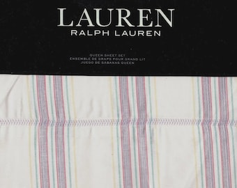 Juego de sábanas Ralph Lauren tamaño Queen completamente nuevo, Claudia Stripe