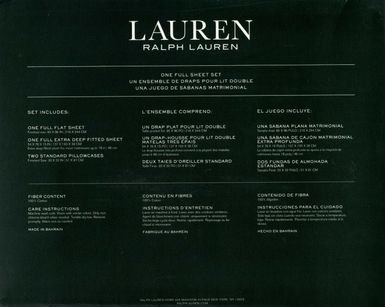 Brand New Ralph Lauren Full Size Sheet Set AARON PAISLEY Etsy