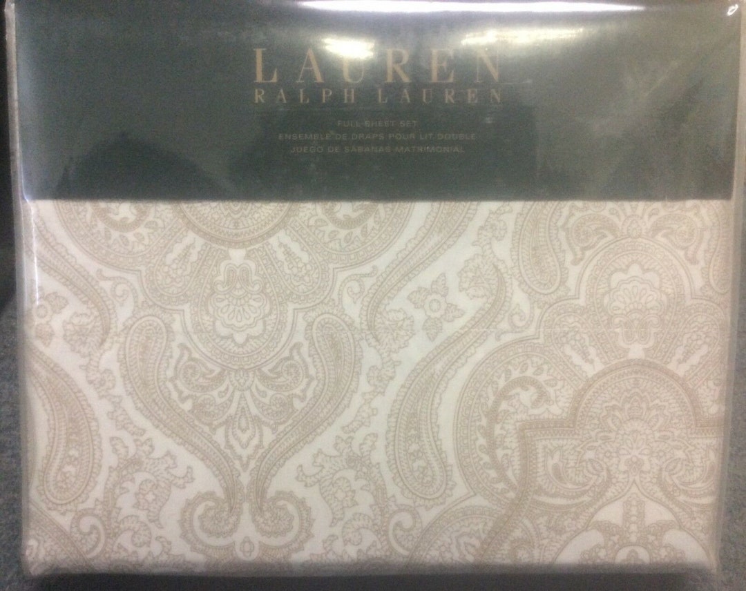 Brand New Ralph Lauren Full Size Sheet Set Colchester Paisley Tan