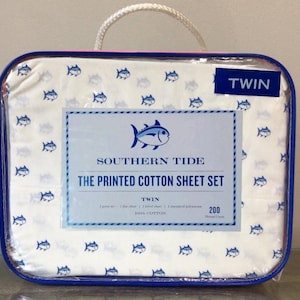 Brand New Southern Tide SkipJack Twin size Sheet Set color White