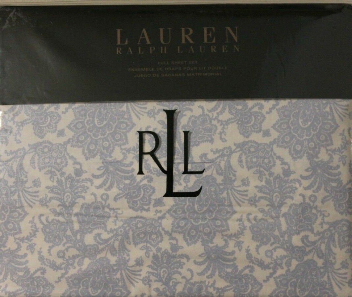 Brand New Ralph Lauren Full Size Sheet Set Blue Paisley Etsy