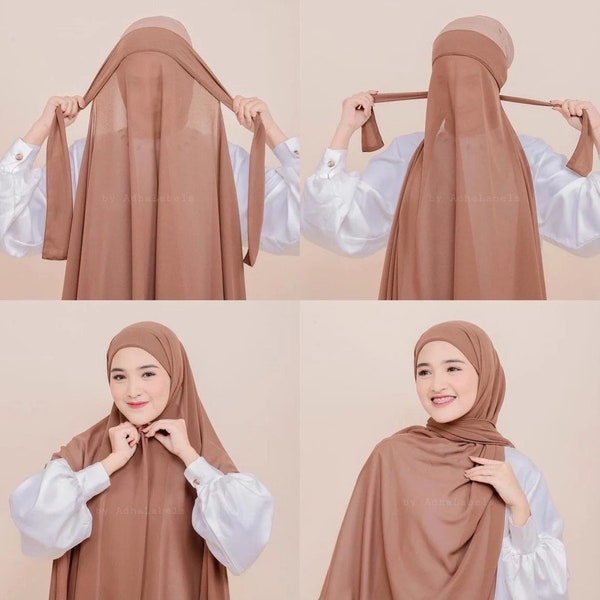 Instant Hijab Pashmina Tie Back Ceruty Chiffon “Sheila” in 30 Colors Individual & Wholesale Order