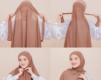 9.99 SALE - Instant Hijab Pashmina Tie Back Ceruty Chiffon “Sheila” in 30 Colors