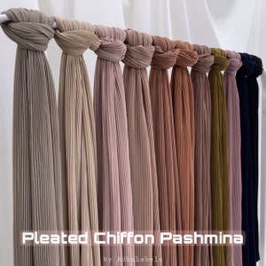 Hijab Pleated Pashmina Chiffon "Lily" in 20 Colors Shawl/Scarf/Scarves Individual & Wholesale Order