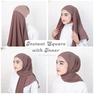 Instant Hijab Square Chiffon Two Layer w/ Inner “Sonya” in 30 Colors Shawl/Scarf/Scarves