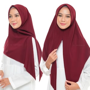 Instant Hijab Square Scarf Diamond Moscrepe “Isabella Style 1” with Laser Cutting-edge in 10 Colors